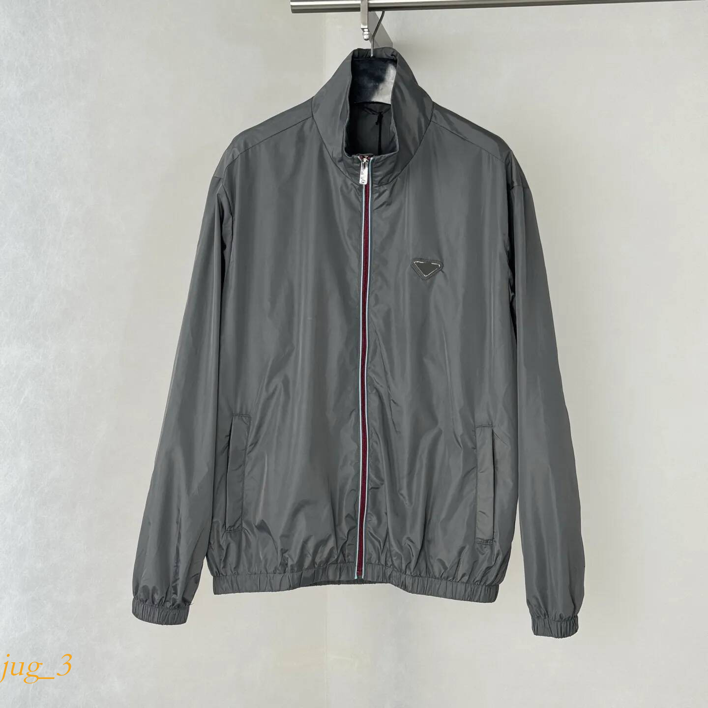 Men's Fashion Triangle Logo Stand up Collar Lightweight Luxury Jacket Counter Same High Density Anti Wrinkle Nylon Windproof Fabric pradmen jac