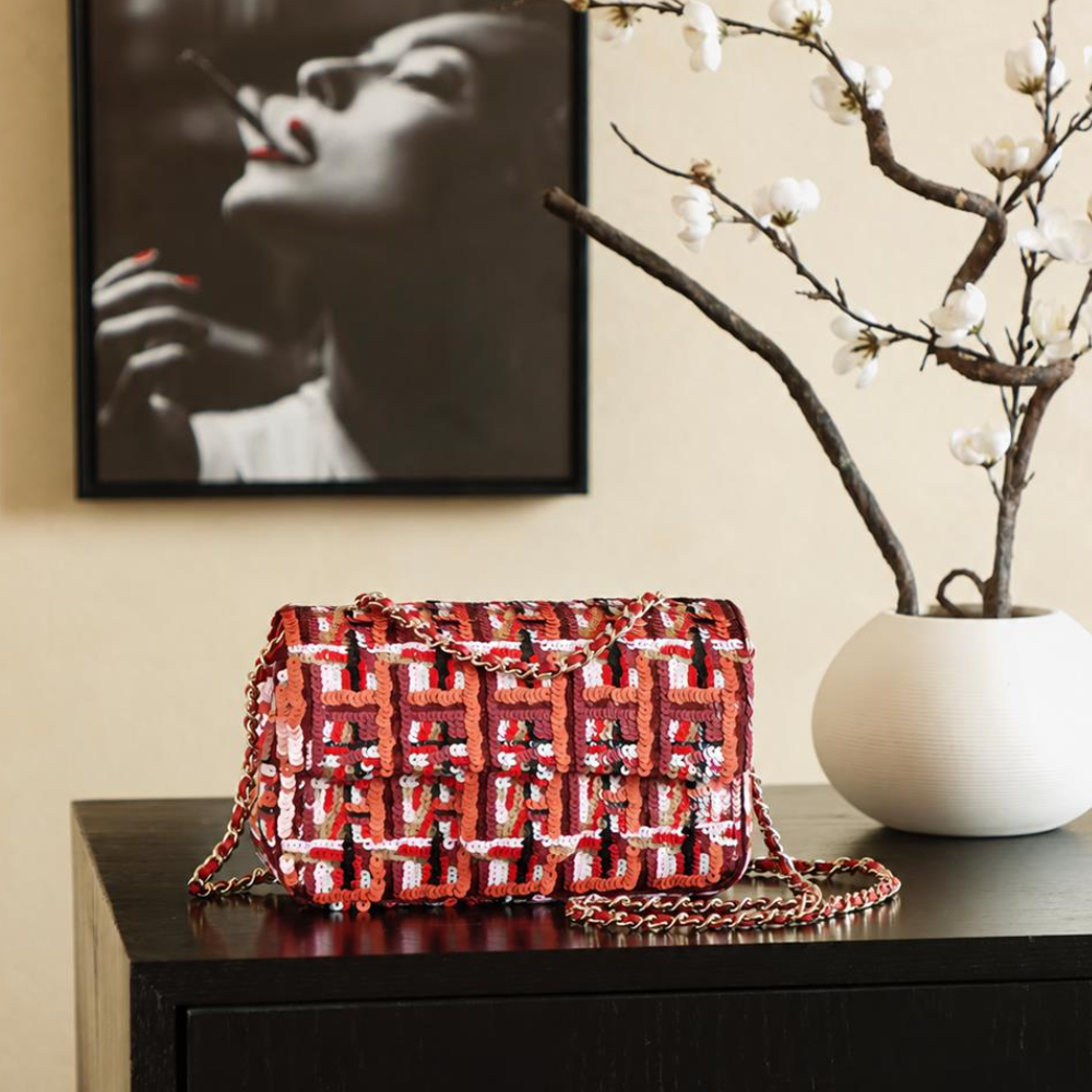 Sequin Evening Bag Mini Flap Embroidered Chain Crossbody Phone Friendly Refined Dinner Date Banquet Top-Tier Designer New Arrival