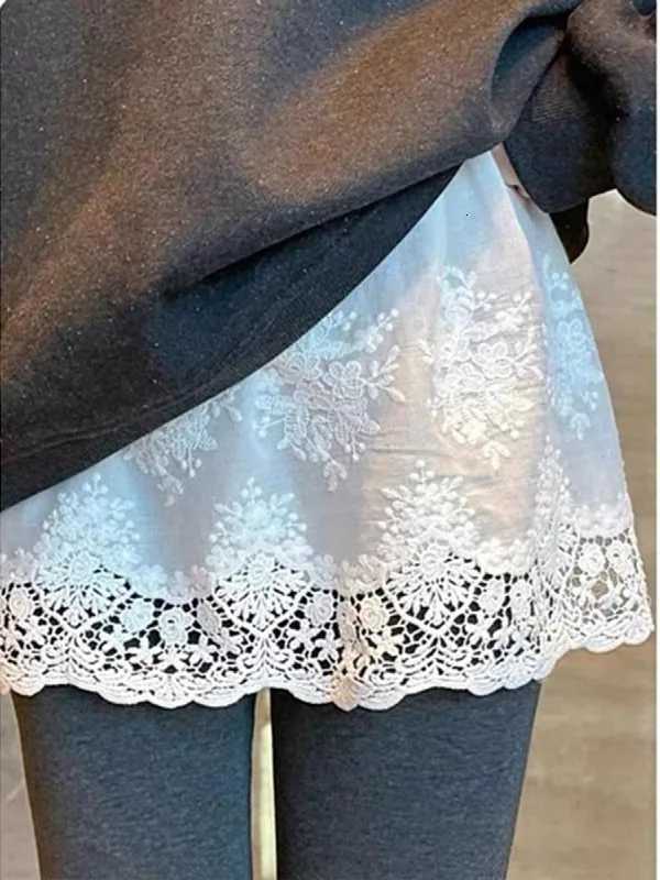 plus Size Women's Short Skirts Skirt Lace Patchwork High Waist A-Line Half Body Covering Casual Style for All Body Types White W261017