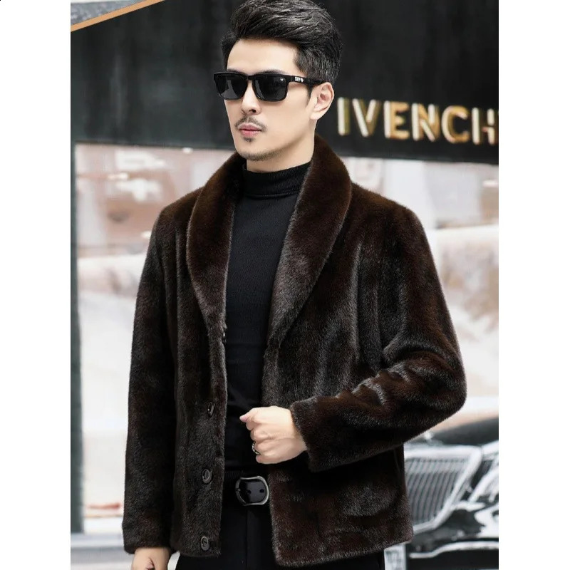 Men Faux Fur Coats Short Jackets Turn Down Collar Full Sleeve Y2k Coat Thick Warm Outerwear Casual Regular Jacket Work 2026 261013
