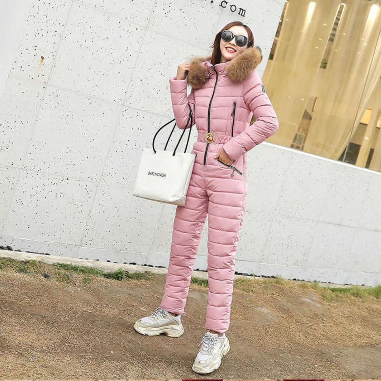 Waterproof Windproof Ski Suit Winter * New Style Warm Down Ladies One Piece Ski Suit Thickened With Slim Fit And Thick Padding Hooded Cotton Coat Fo