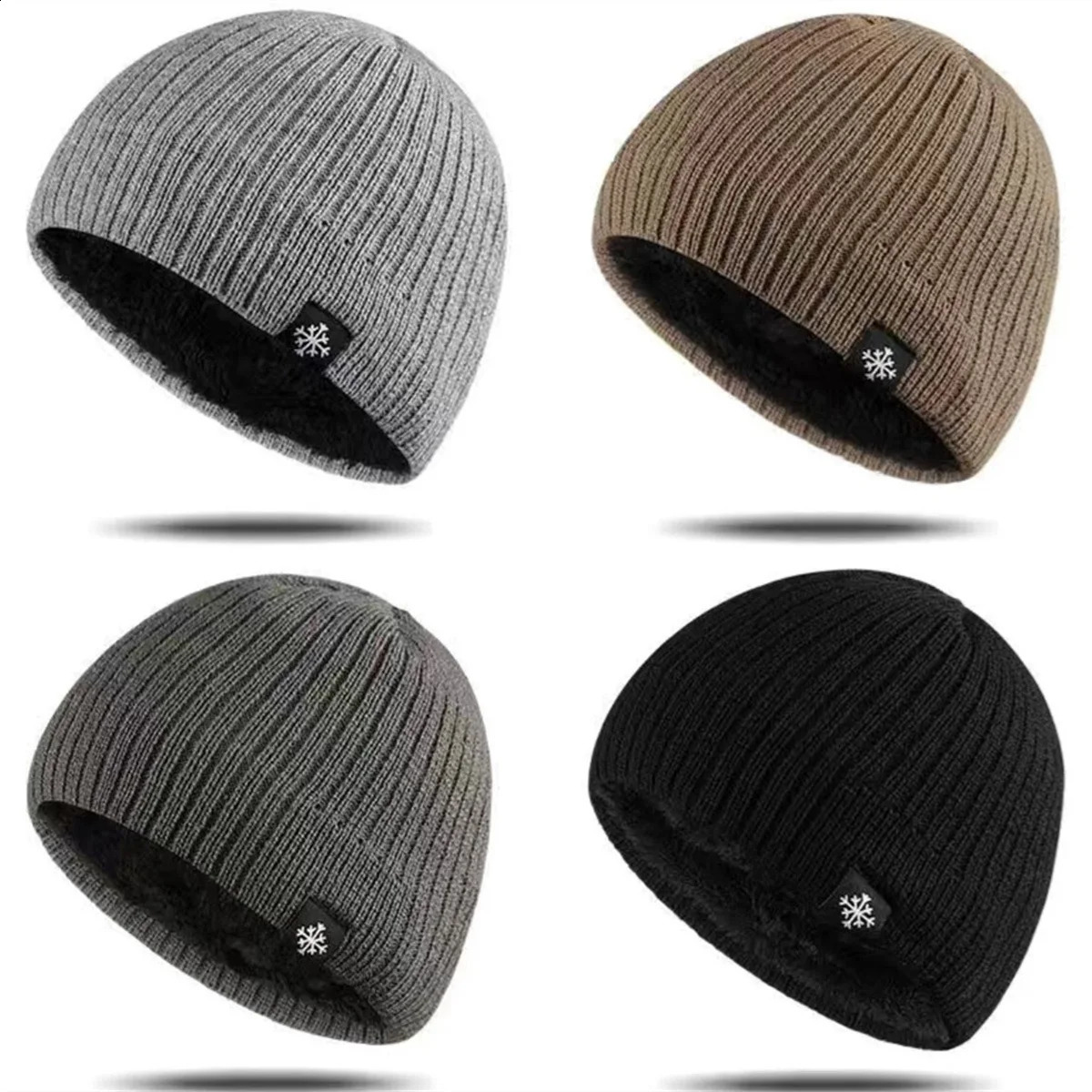 Autumn Winter Unisex Fleece Lined Knitted Beanie Loose Warm Ear Protection Thick Woolen Hat Windproof Outdoor Ski Hiking Hat261016