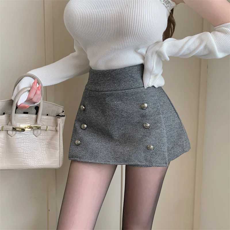 Double Skirts High Waist Design Row Slimming Short Skirt Pants Autumn Winter New Style Versatile Woolen Mini Skirt Pants for Women Sexy W261017