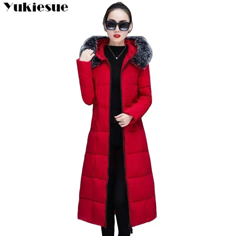 womens winter jackets and coats Parkas for women long Wadded Jackets female warm Outwear With a Hood Faux Fur Collar 260923