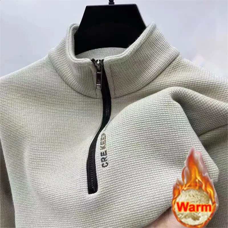 Men's Clothing Turtleneck Sweater Fashion Knitwear Solid Color y Half Zipper Thickening y Warm 261008