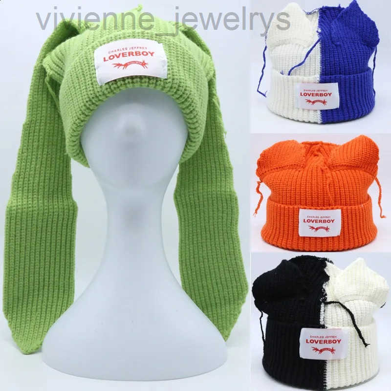 Designer Beanie 2024 Loverboy Cat Knitted Warm Pig Ear Woolen Cute Fashion Beanies Cap Niche Hip Hop Personality Cold Hat 240920