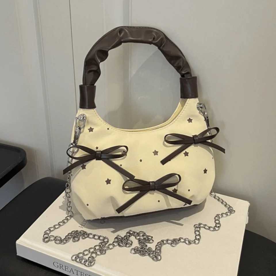 Shoulder Bags Trendy Polyester Women Shoulder Bag Bowknot Decor Polka Dot Pattern Handheld Purse Korean Style Ladies Handbag Shopping Trip H261016