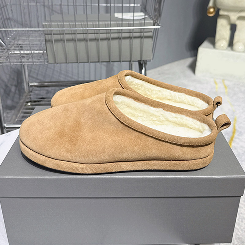 Luxury Ladies Suede Leather Snow Boots Round Toe Split Calfskin Comfortable Soft Shoe Upper Ladies Going Out Retro Suede Mules Warm Winter Warm Shoe