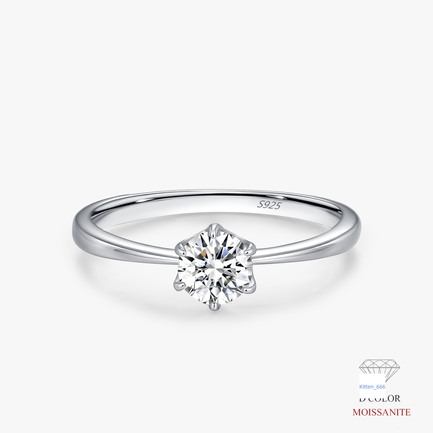 925 Sterling Silver 0.5Ct Super Sparkling Moissanite Ring For Women Fashion High End Light Luxury Simulated Diamond Wedding Ring