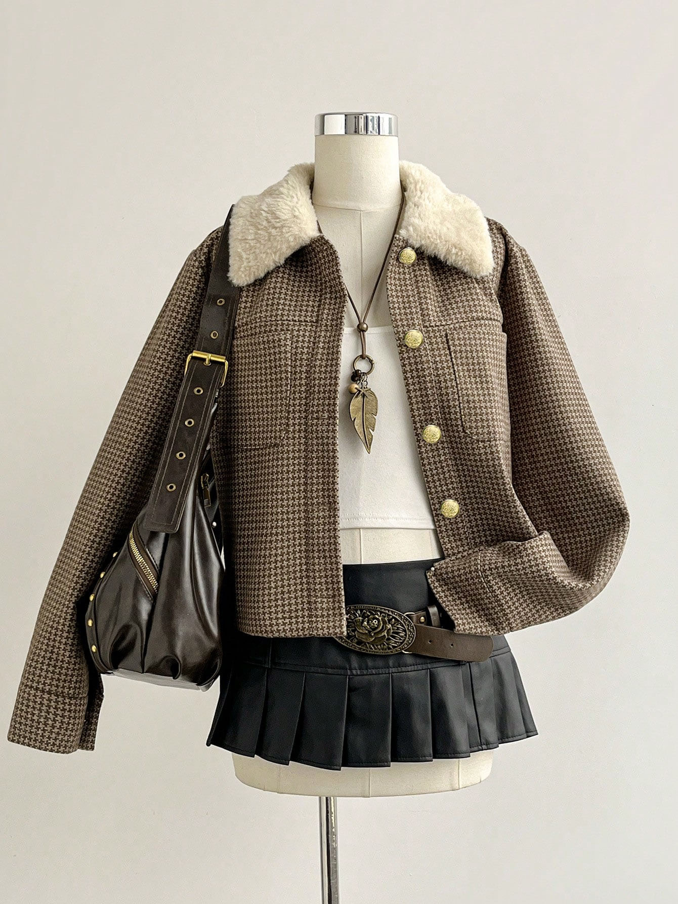 Women 2026 New Autumn Winter European American Style Loose Retro Lapel Short Jacket Warm Trendy Fashion Soft Casual Daily Street Outerwear For Ladie