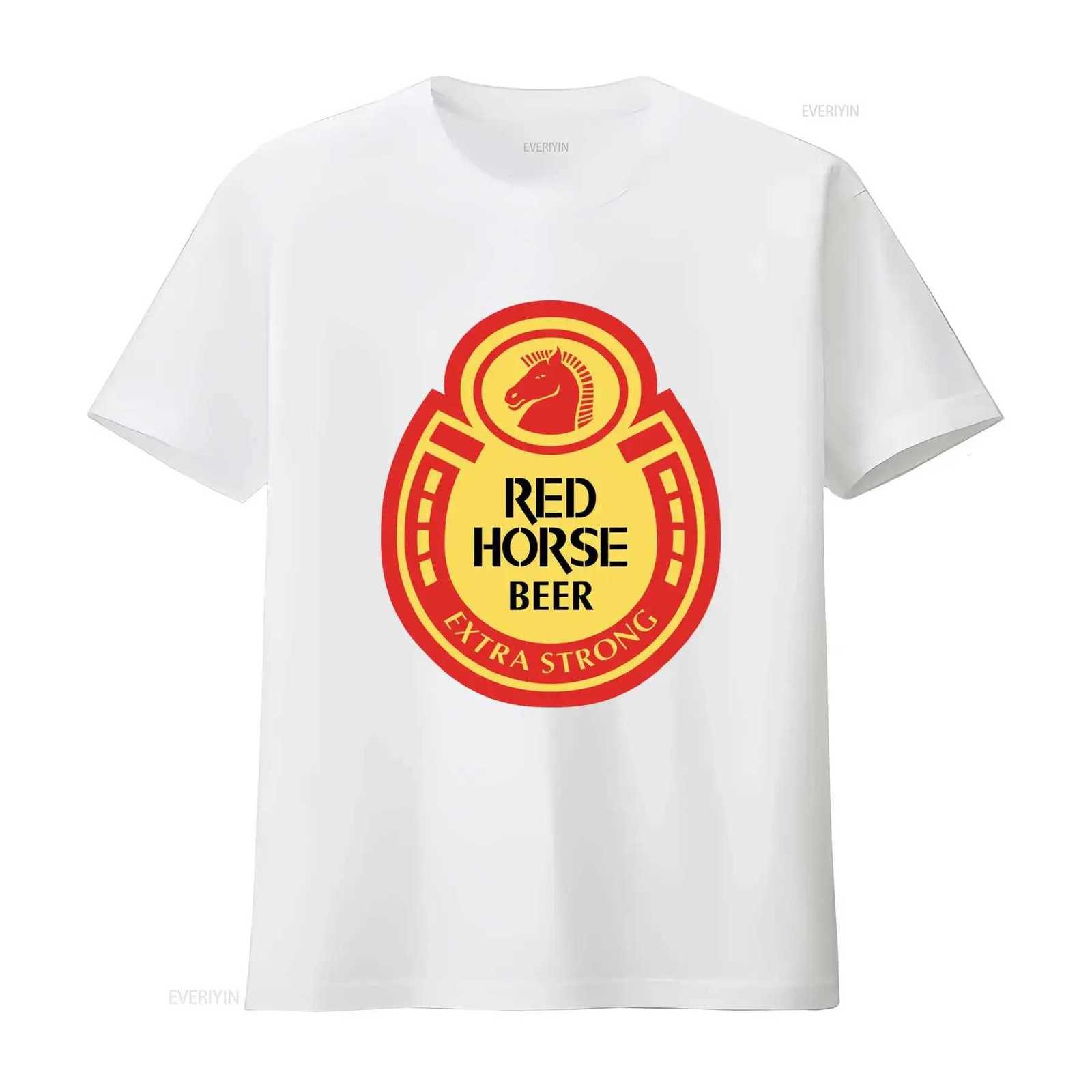 T-Shirts Red Horse Beer Men's Extra Strong Funny Baseball T Shirt for Men and Women vintage Washed Soft homme Top For Everyday WearW261017
