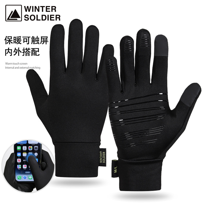 2026 Outdoor outdoor Sports Autumn Winter Manufacturer's Cycling Anti-Slip Warm Fleece-Lined Windproof Ski Touch-Screen Inner Liner Gloves For