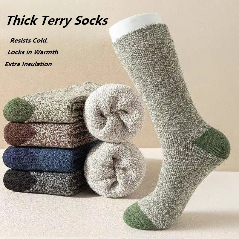 5 Pairs Pack Premium Heavyweight Merino Wool Socks Thermal Insulated Anti Cold For Winter Hiking Camping Mens Warm Crew 261017
