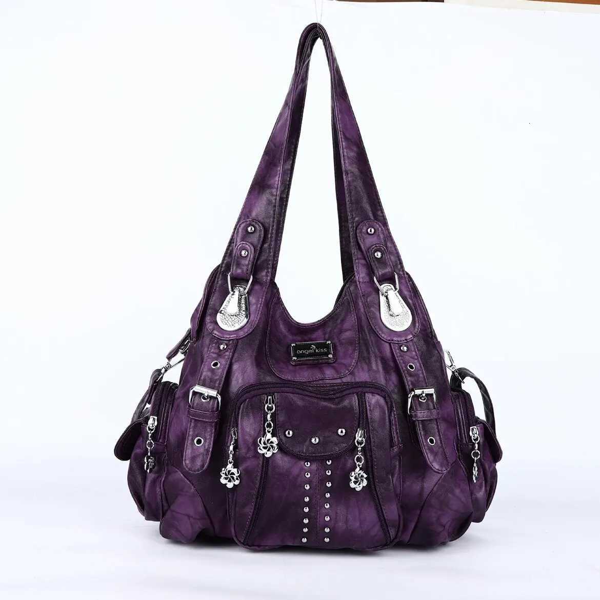 Evening Bags Angel Kiss Tie-Dye Shoulder Bag for Women Vintage PU Leather Crossbody Handbag Y2K Alternative Style Casual Purse H261016