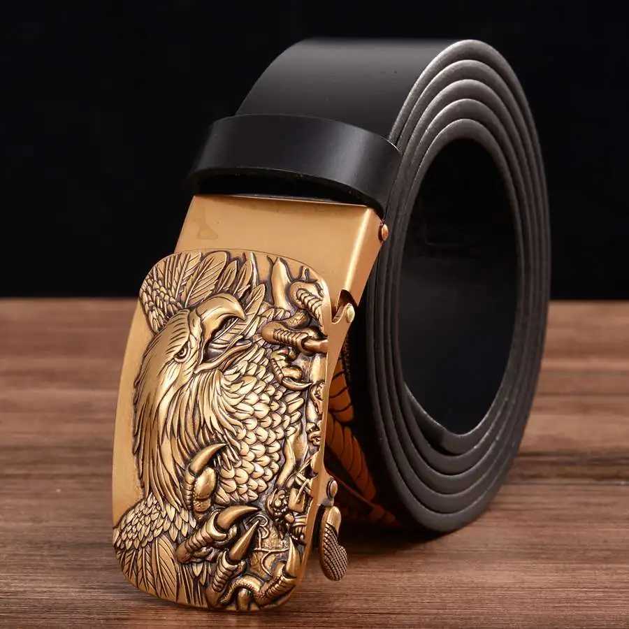 Leather Belts for Men Men's Genuine Leather Ratet Belt Automatic Buckle Wide 35mm Men Automatic Buckle Belt M261016
