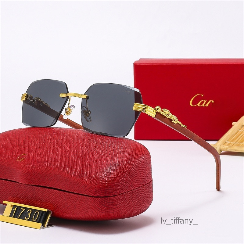 Designer Luxury Sunglasses for Women - Rimless Octagon Gold Metal Frame Leopard-Embellished Wooden Temples Multi-Color Gradient Lens Fashion Eyewear