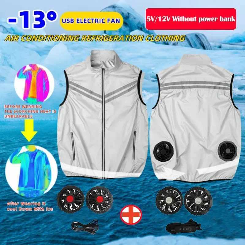 Protection Men's UV Vests Summer Cooling Sleeveless Vest USB Air Conditioning Refrigeration Jacket Lightweight Breathable High TemperatureW2610