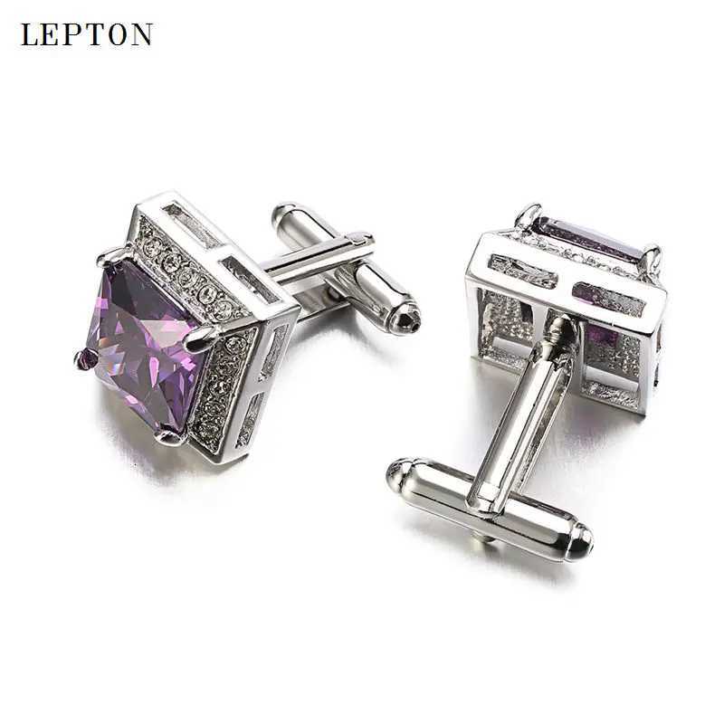 Purple Cuff Links Hot Sales AAA Zircon Cufflinks Luxury Brand High Quality Crystal Groom wedding cuff links for mens With Gift Box gemelosW261017