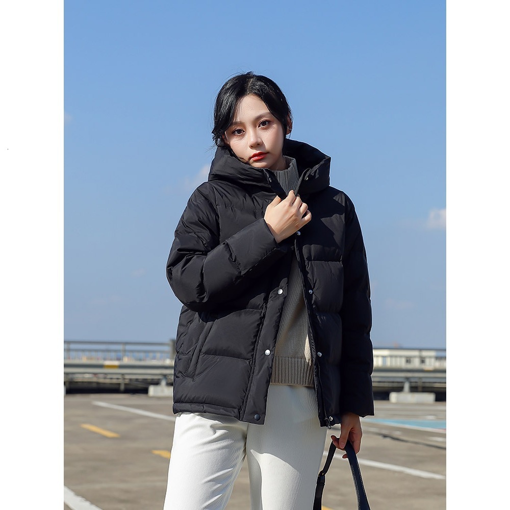 Women Short Hooded Korean Style Cotton Coat Winter Thickened Puffer Jacket For Petite Women Soft Warm Light Casual Daily Outdoor Outfit For Adult La