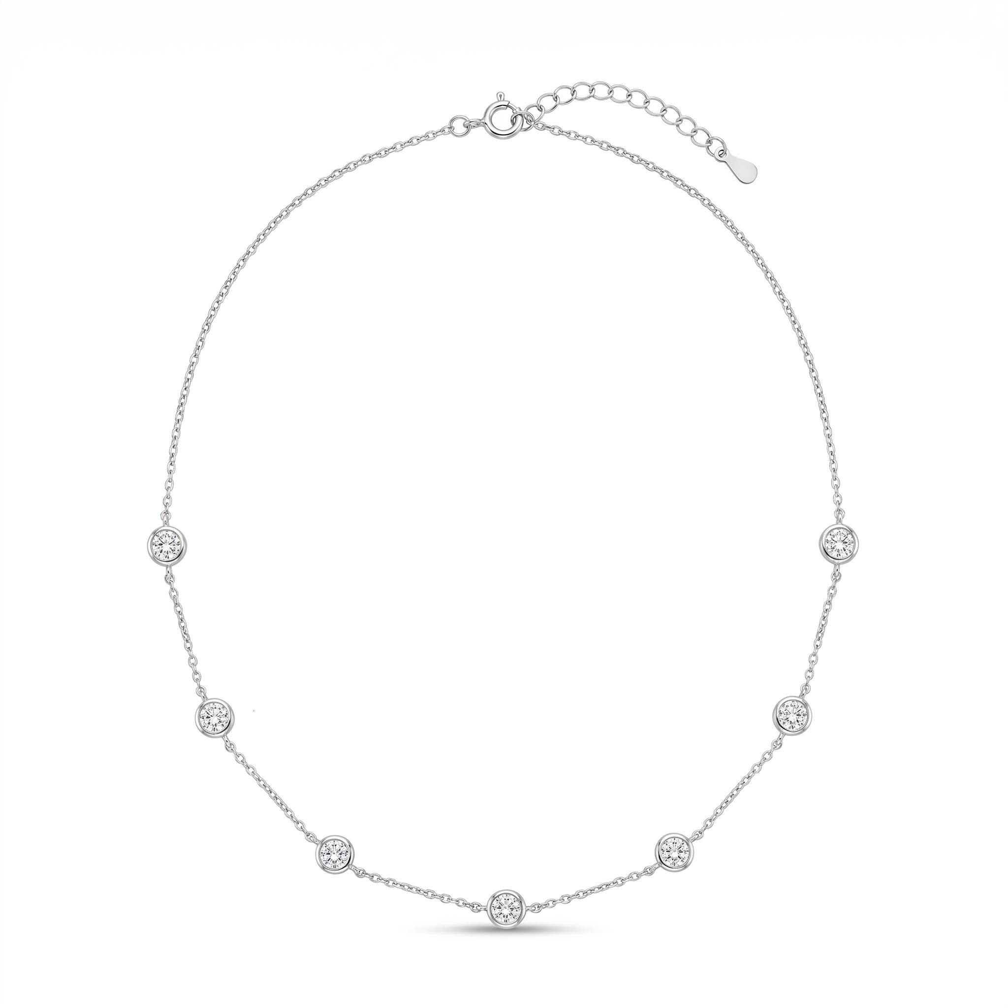 Bezel Setting 925 Silver 4.5mm Full Moissanite Round Cut Pendant Women's Necklace Chain