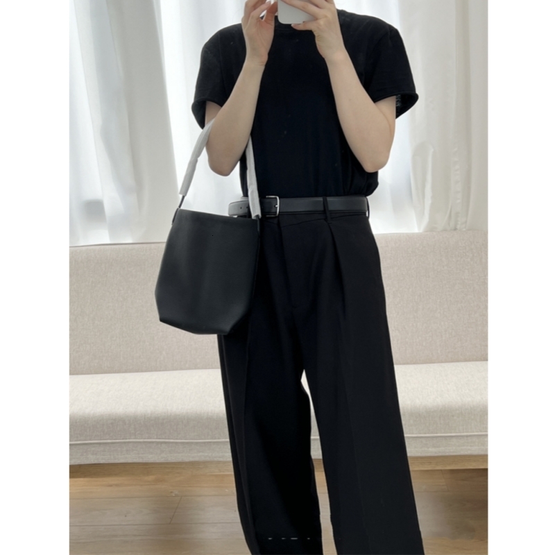 New Cowhide Lychee Pattern Single Shoulder Commuting Versatile Large Capacity Bucket Bag Suotong261015