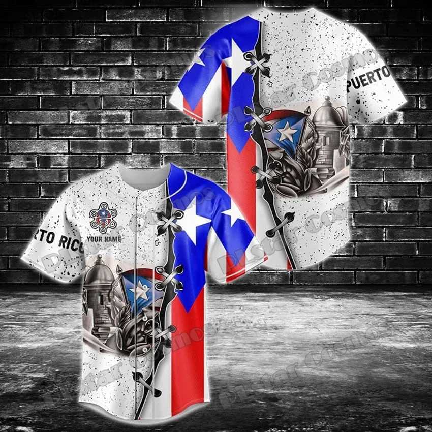 Puerto Men's T-Shirts Customize Name Rico Flag Coat Of Arms 3D Printed Fashion Men's Baseball Shirt Street Unisex Adult Baseball KS-43W261