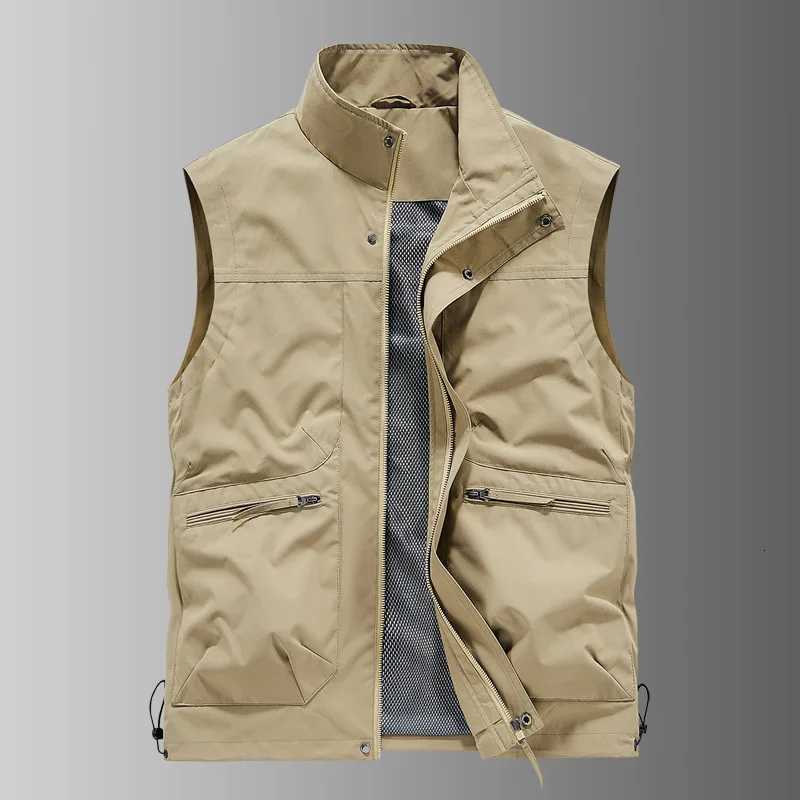 Summer New Men's Men Vests Big Pockets Casual Vests Coats Outdoor Waterproof Sleeveless Jackets Men Breathable Quick-drying Waistcoats 5XLW2610