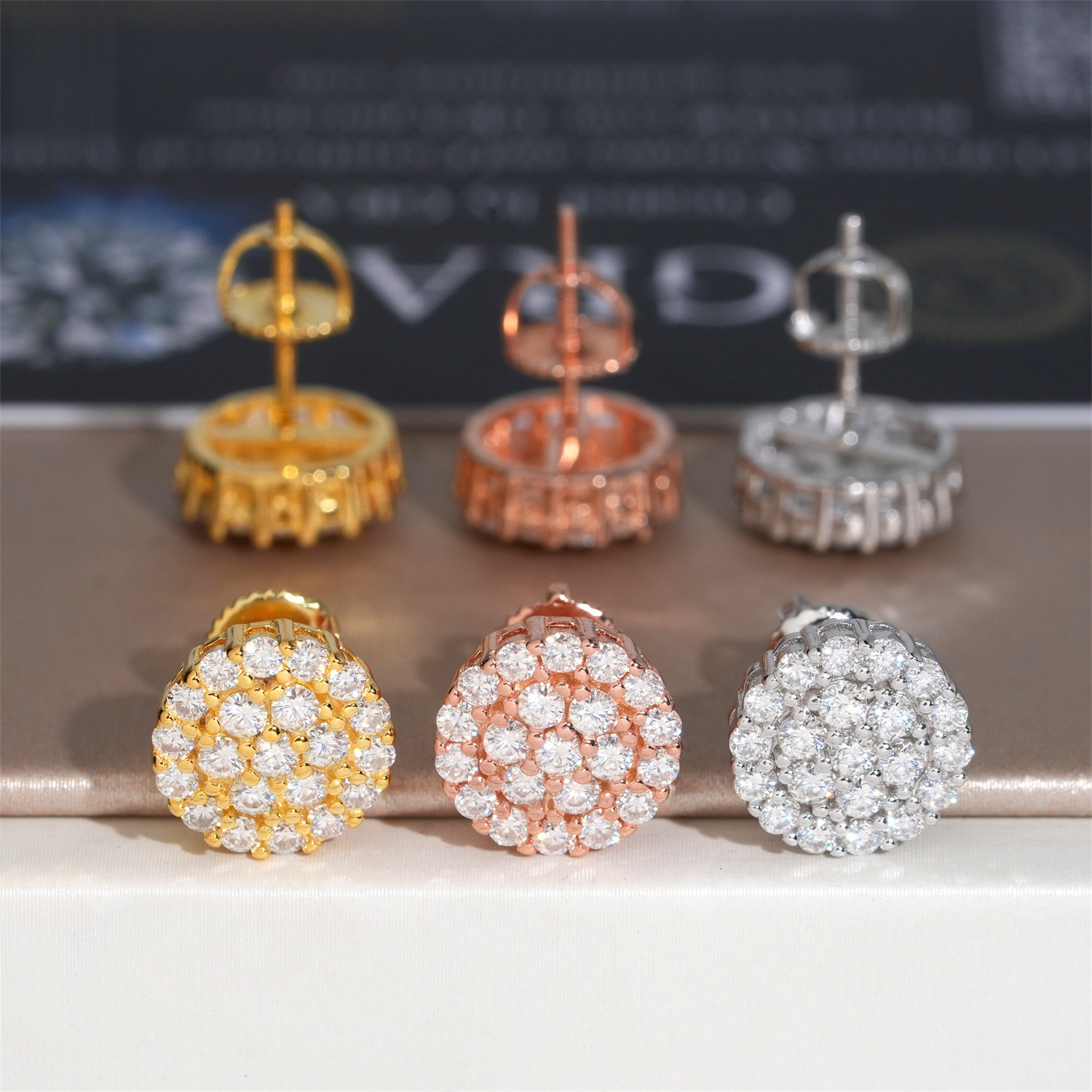 10.5mm floral hot-selling earrings S925 silver inlaid with moissanite, unique fashionable style for men women in Europe and America