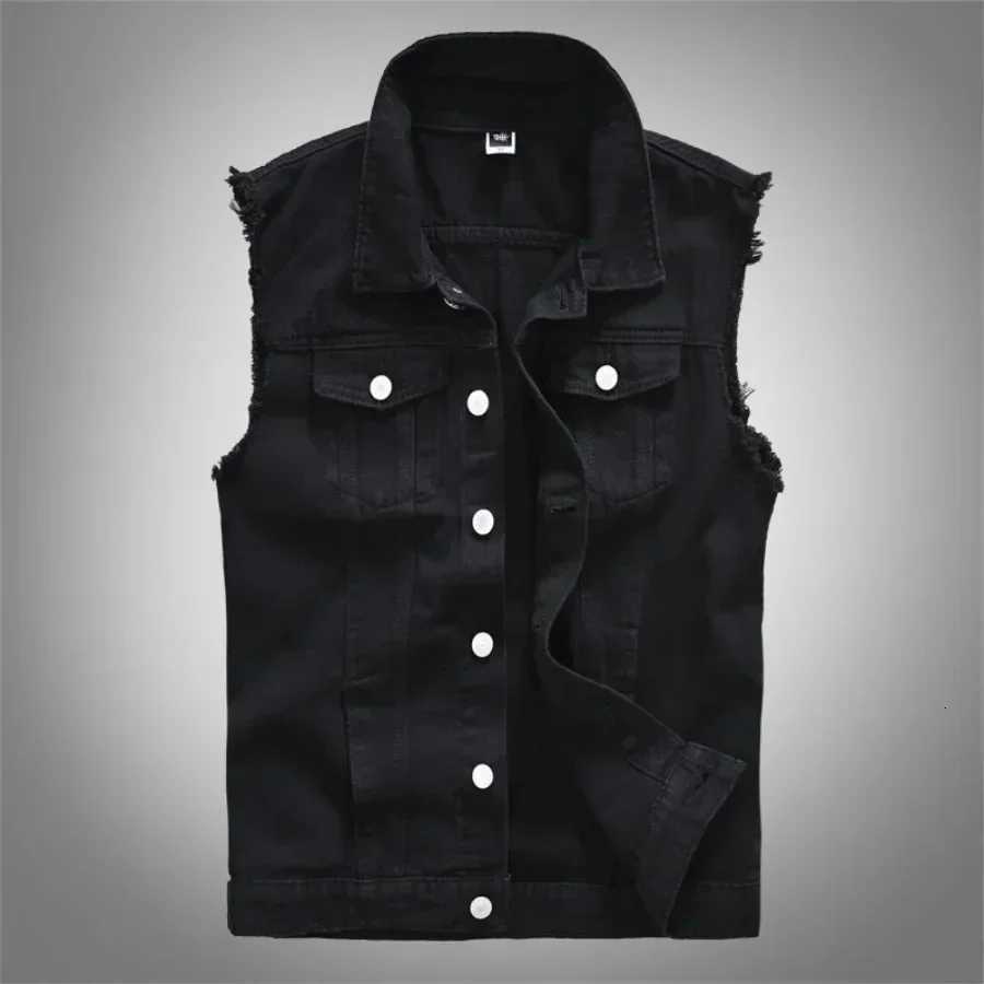 Men's Men's 2025 Vests New Sleeveless Jeans Vest Black Denim Vest for Men Casual Cowboy Horse Clip Cowboy Vest Fashion Cowboy Tops 5XL 6XL