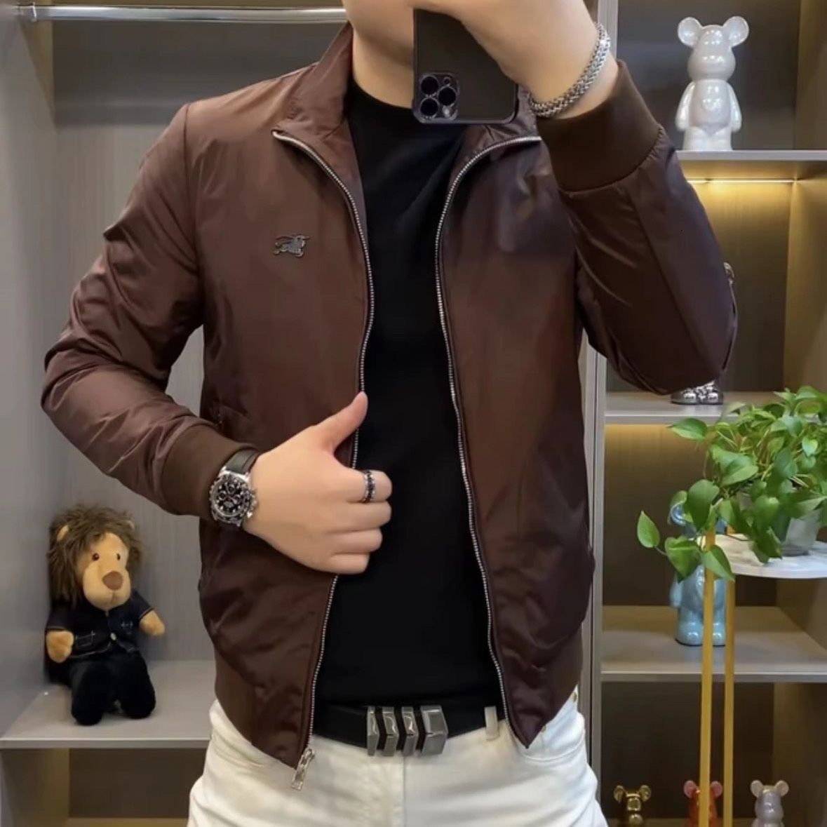 Spring and autumn stand-up collar zipper small fragrant style clean version jacket trendy casual coat