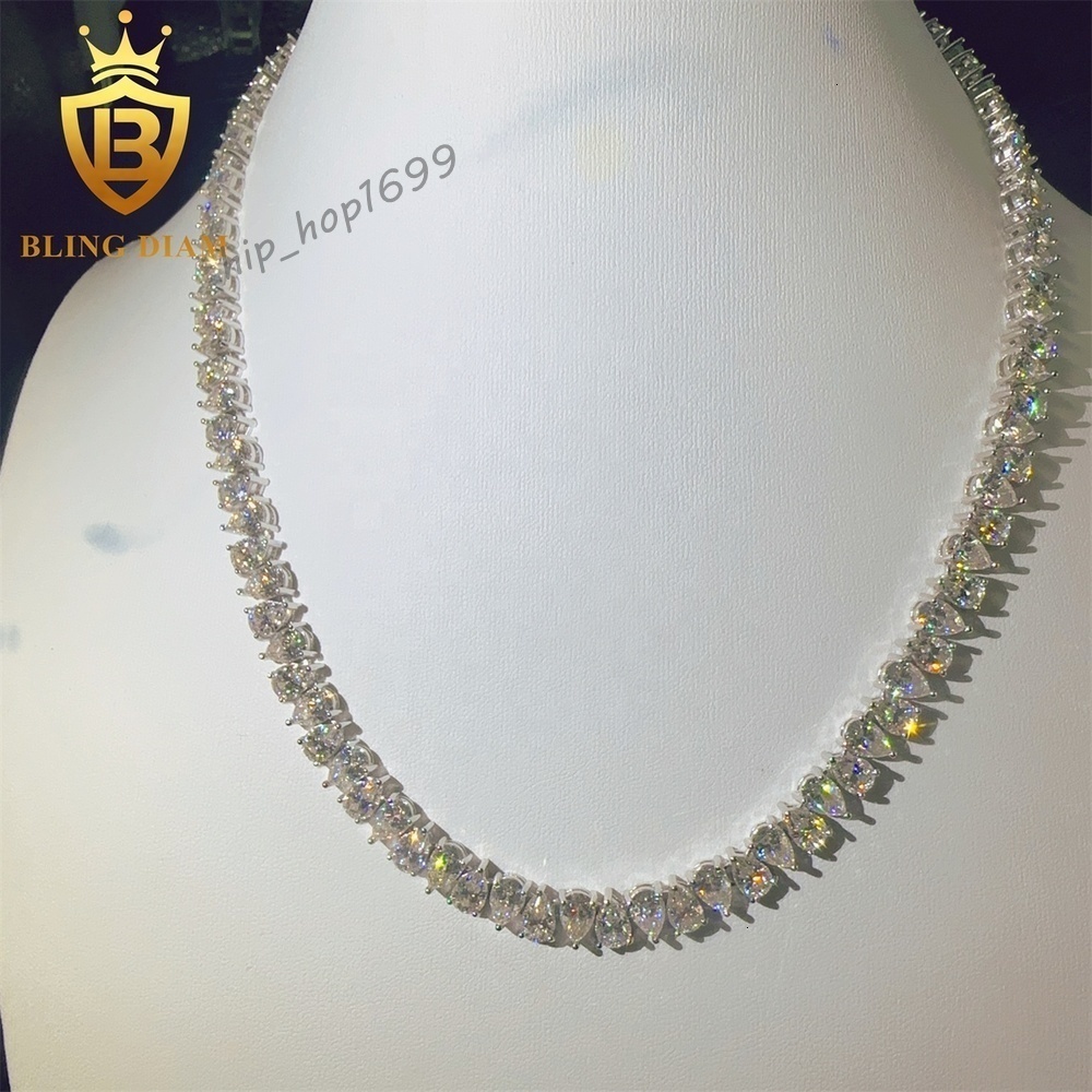 Pass Diamond Tester 5MM GRA Certificated Sterling Silver 925 D Color VVS Moissanite Diamond Hip Hop Tennis Chain Necklace