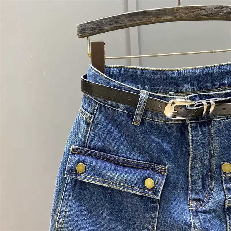 Short Skirts Dark Skirt Denim Women's High-waisted Culottes Summer New Tooling Wide-leg A-word Shorts Skirt W261017