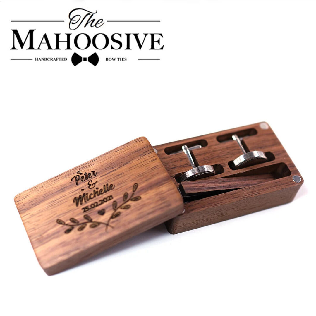 2026 New MAHOOSIVE Wood perfume Wedding Groom For Mens Link Fashion Gift Box Novelty Cufflinks Shirt Cuff Links cologne Designer A2