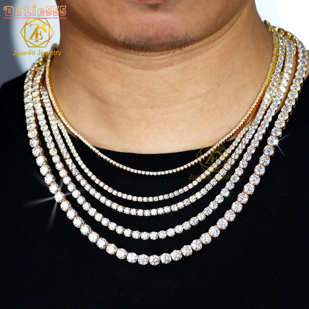 Hot Selling 925 Silver Iced Out D VVS1 Moissanite Diamond Tennis Necklace for Women and Men Wholesale