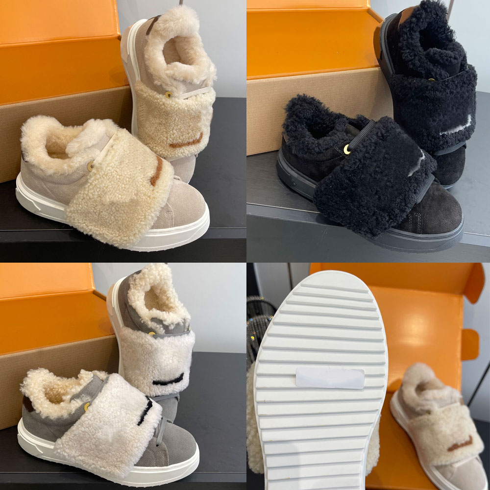 Fashion Luxury Designer Sneakers Suede And Shearling Sneakers Outdoor Comfort Casual Sneaker Warm Shearling Lining Winter Sneaker Anti Slip Rubber S