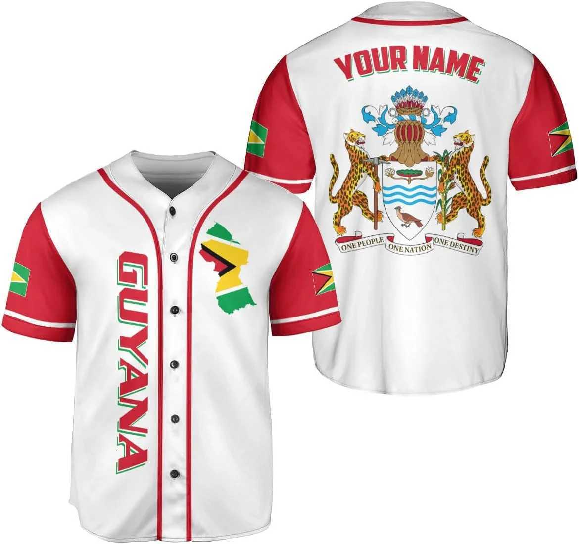 Guyana Men's T-Shirts Personzed Name Design Patterns 3D Printed Fashion Men's Baseball Summer Street Unisex Baseball Shirt KZ44W261017