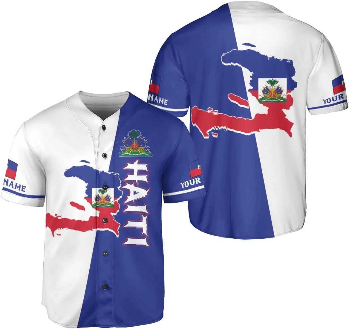 Haiti Men's T-Shirts Personalized Name 3D Printed Summer Fashion Men's Baseball Unisex Street Hip Hop Baseball Shirt KZ24W261017