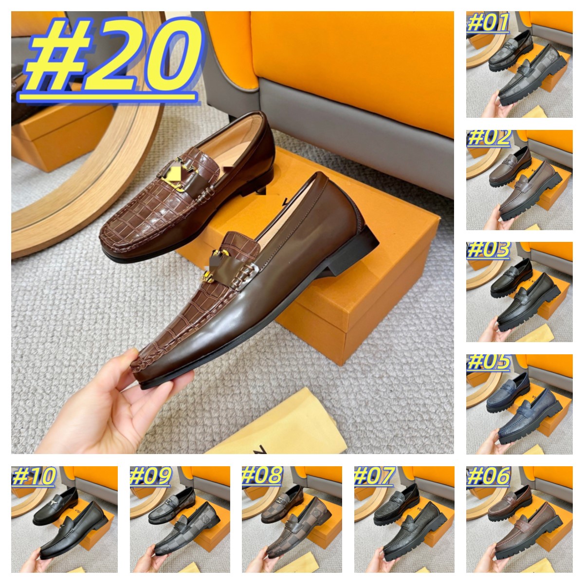 2026 New Luxury Designer Men Genuine Leather Chunky Sole Penny Loafers Thick Bottom Slip On Dress Shoes Business Office Footwear Size 38-46