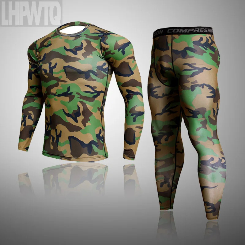 Men's Combat Camouflage Thermal Underwear Set Long Johns Winter Base Layer Men Sports Compression Sets 261012