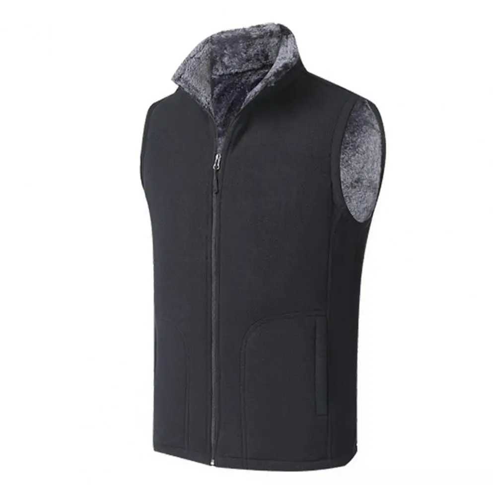 Winter Men Men's Vest Vests Sleeveless Stand Collar Solid Color Fleece Thick Keep Warm Plus Size Neck Winter Waistcoat for DailyW261017