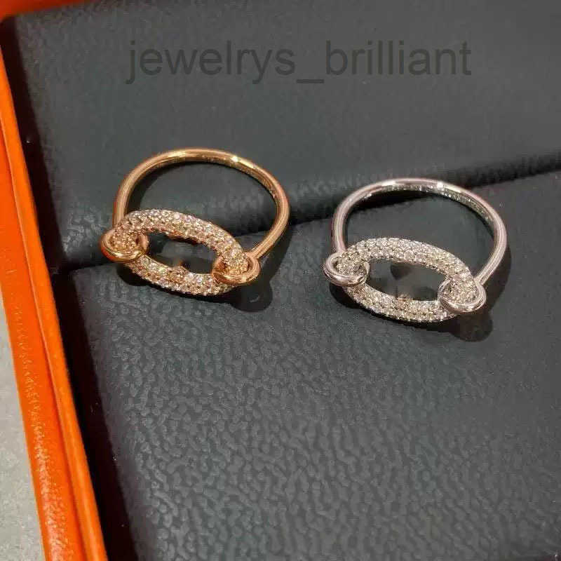 Full diamond pig nose ring light luxury and high-end zirconium stone inlaid 28k gold plated ring for women does not fade New style Personality high