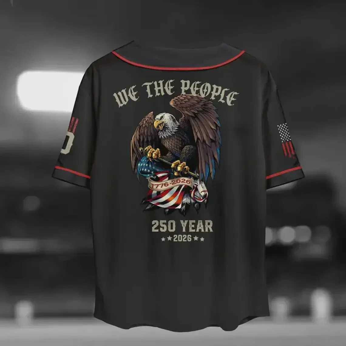Anniversary Men's Jackets Baseball USA250th We the People 1776-2026 Eagle Print Patriotic Casual Button down Shirt for Independence DayW261017