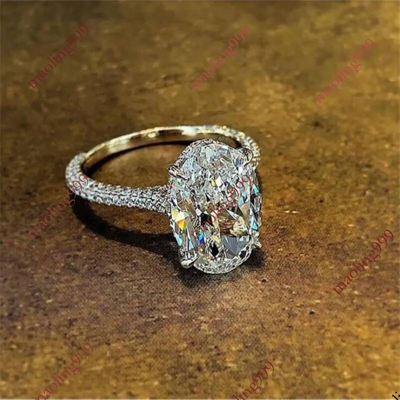 Bague Fine Jewellery Plaqué Argent Vintage Ovale Coupe 4ct Zircone Cubique Promesse Bande pour Fiançailles Mariage Cérémonie Nuptiale Cadeau Text