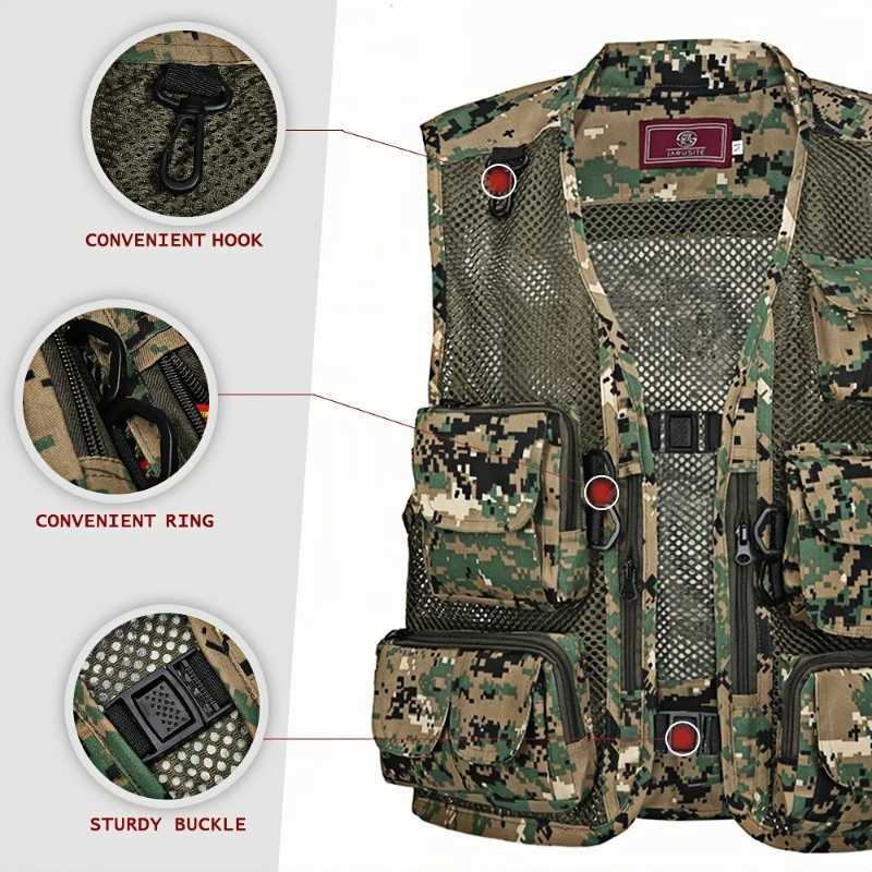Vest Men's Photography Vests Fishing Summer Multi Pockets Mesh Jackets Waterproof Quick Dry Waistcoat Detachable OutdoorW261017