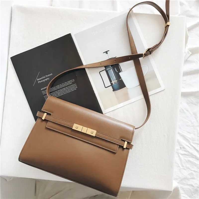 Evening Bags New Autumn Genuine Leather Women Shoulder Bags 2026 High Quality Handbags Ladies Messenger Bag Day Clutches Brown Black H261016