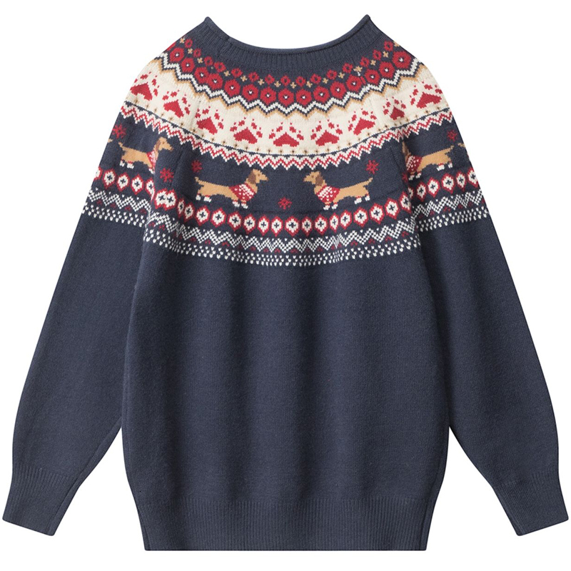 Fair Island Cartoon Pattern Male Knitwear Ethnic-Style Autumn Winter Men's Jacquard Christmas Sweater Pullover