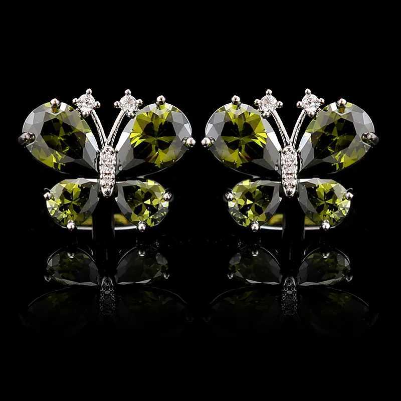 Links Luxury Butterfly Zircon Cuff Cufflinks for Men and Women French-Style Suits Shirts Gemstone Cuff Buttons Men's Gift AccessoriesW261017