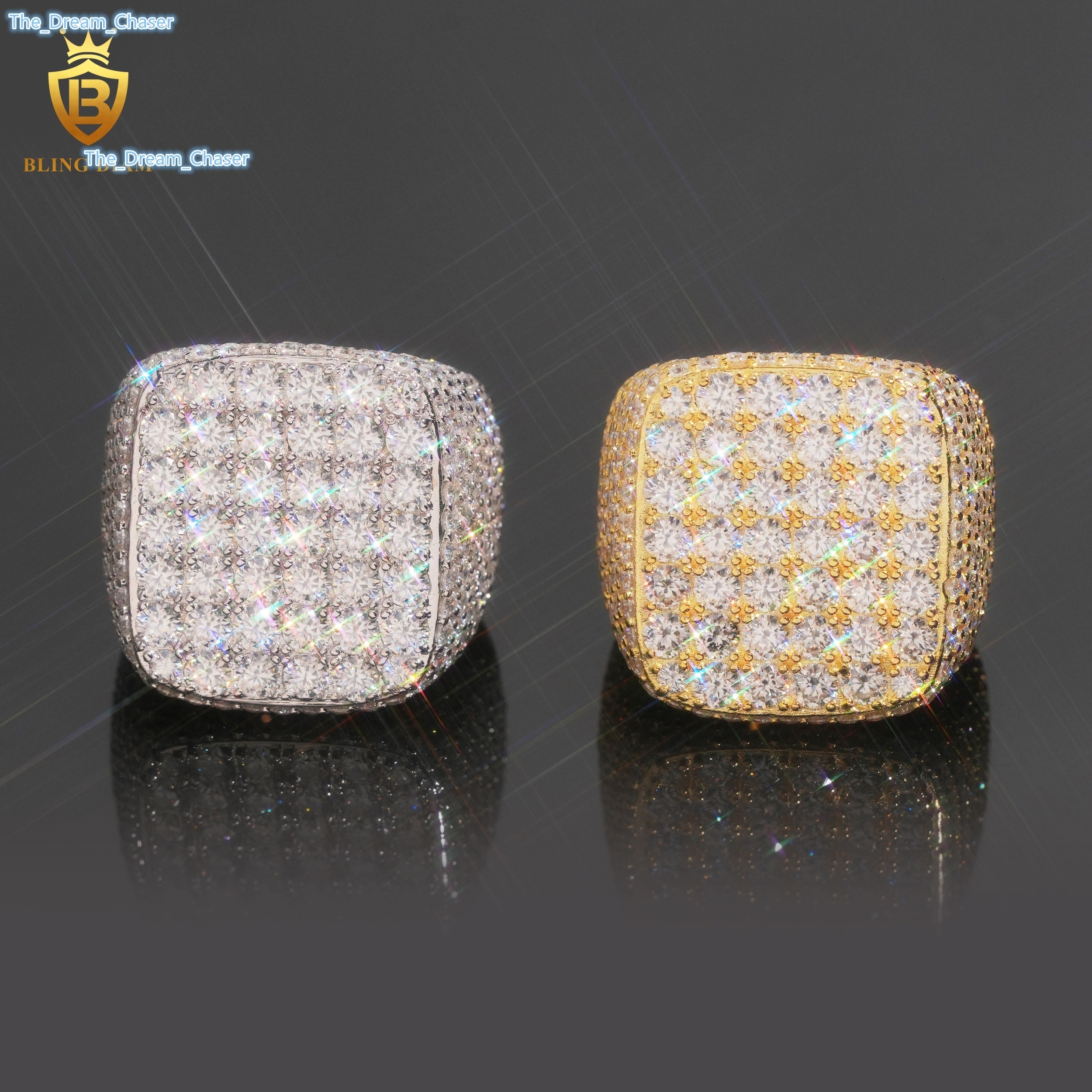 Hot Sale 925 Silver Moissanite Rings Fine Jewelry Iced Out Moissanite HipsHop Style Jewelry Rings Pass Diamond Test in Stock GRA