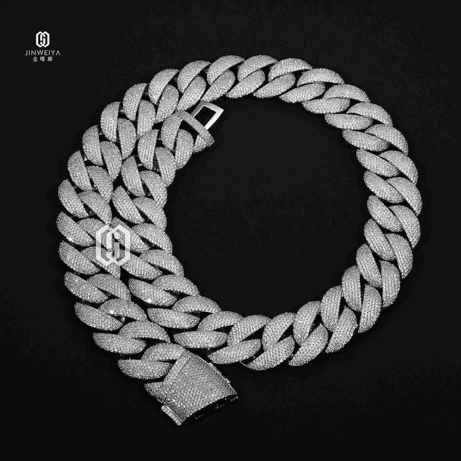 Fashion Hip Hop Style 23mm Cuban Link Chain Necklace Brass VVS Moissanite Pass Diamond Tester Fire Jewelry