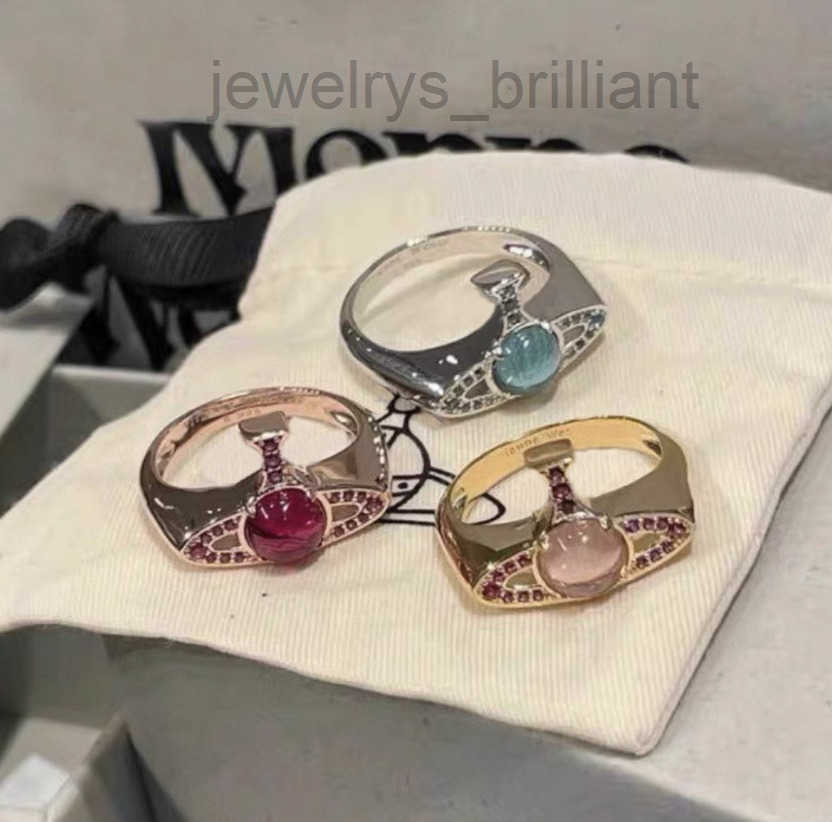 Orb Saturn Colored Gemstone Ring Designer Saturn Orb Ring For Women Cat's Eye Stone Crystal Inlaid Ring Retro Chic Ring Wedding party Saturn je